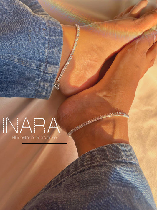 INARA rhinestone tennis anklet🤍anklets are made up of stainless steel silver plated chains (freesize)