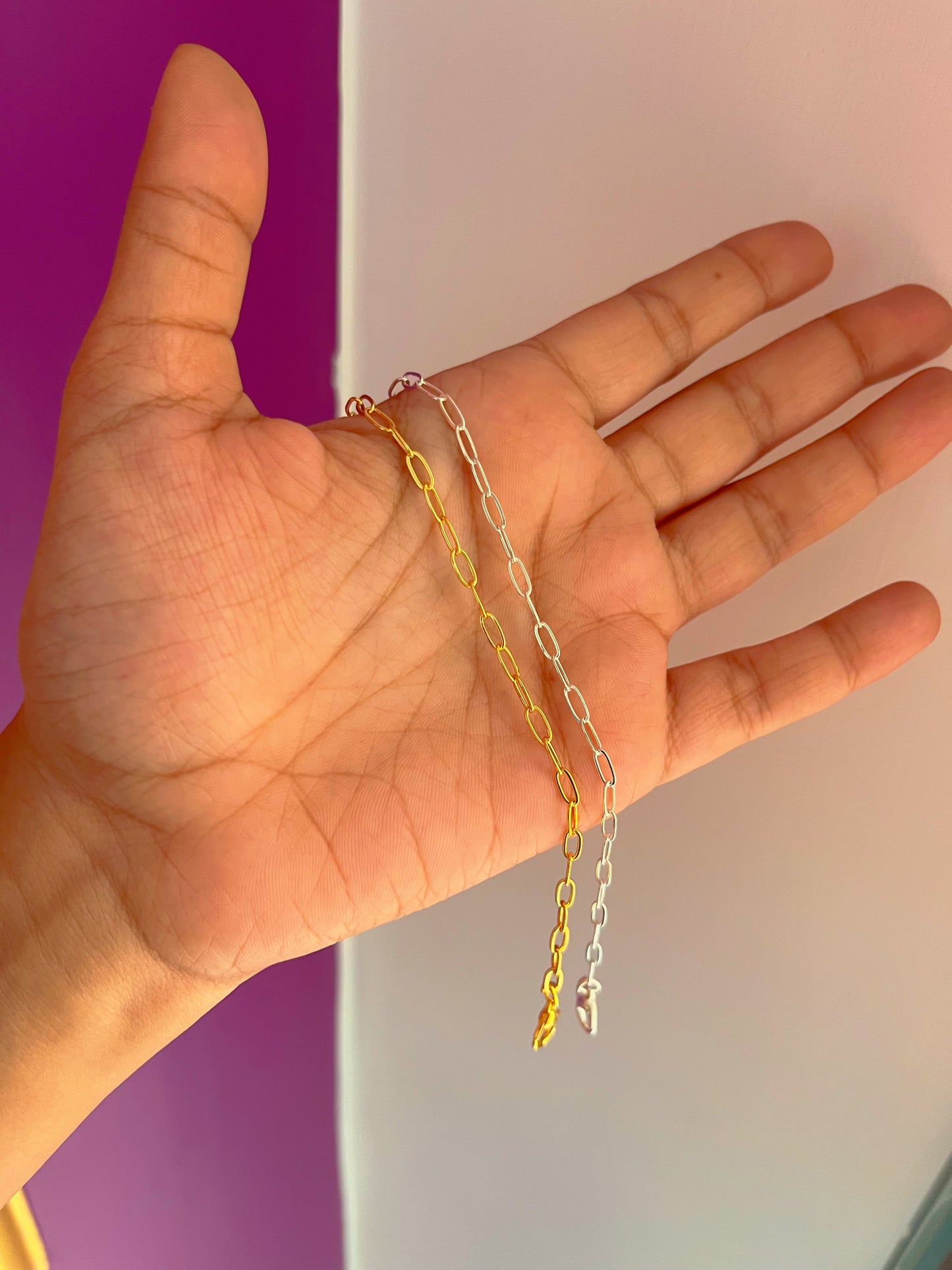 Minimal aesthetic couple pookie paperclip chain bracelet (pair of two bracelets as shown  will be there)✨♥️minimal|adjustable|stainless steel