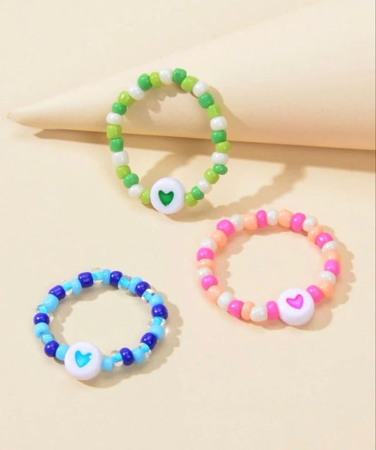 Heart rings💙🩷💚(rings trio set)