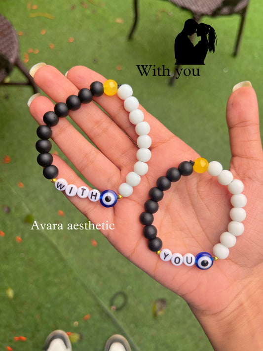 “With you “ bracelet combo for couple ❤️✨💛