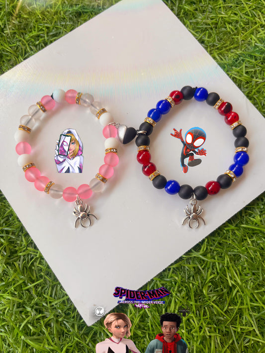 New spiderverse bracelets for couples with magnetic hearts♥️🩷🕷️