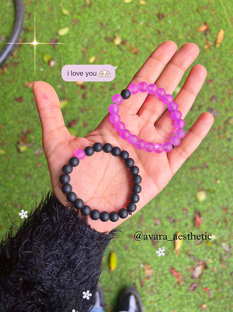 I purple💜you couple /bestfriend matching bracelets (set of two as shown💜🖤)