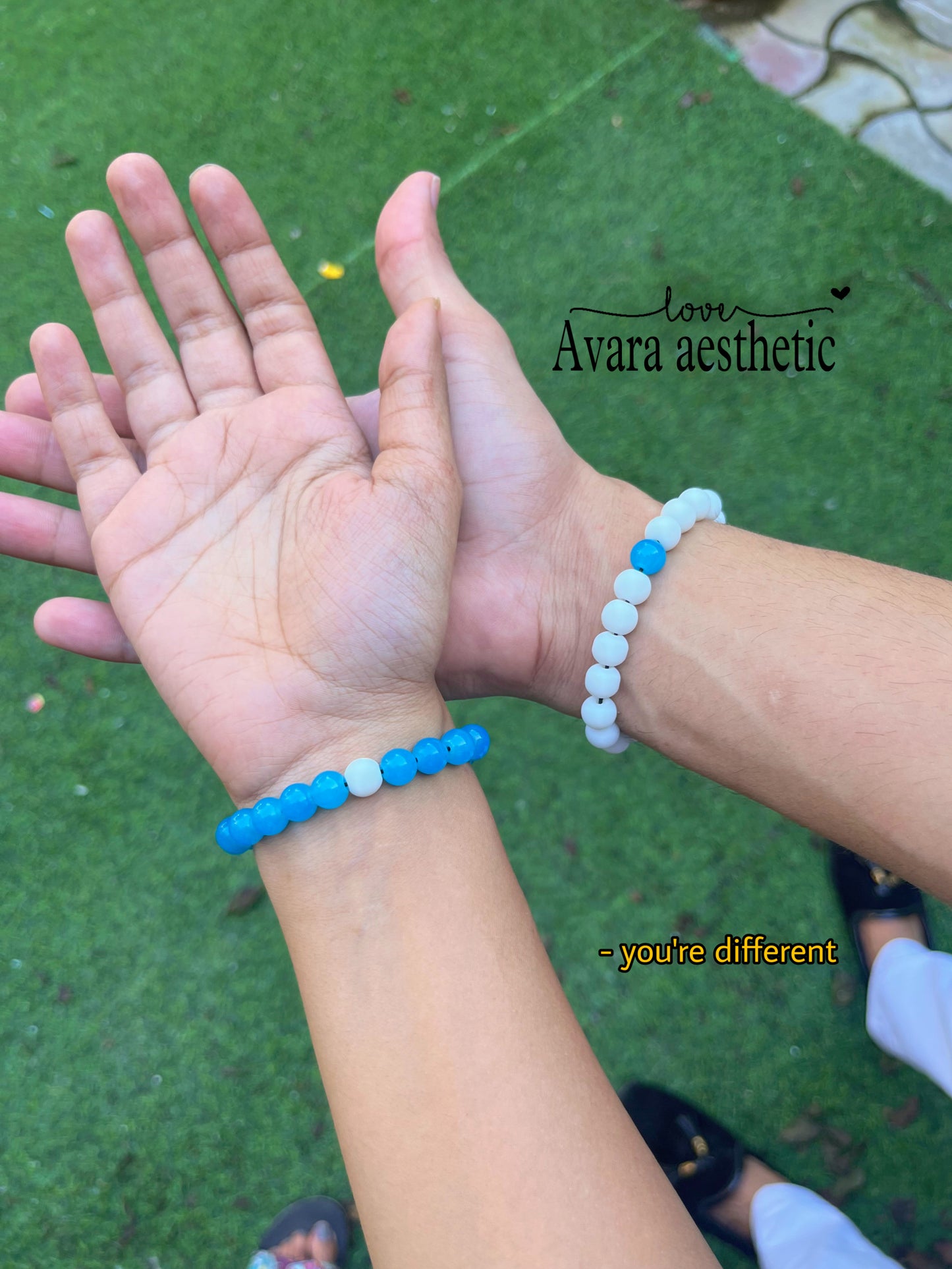 Blue white theme couple bracelet combo 🤍💙