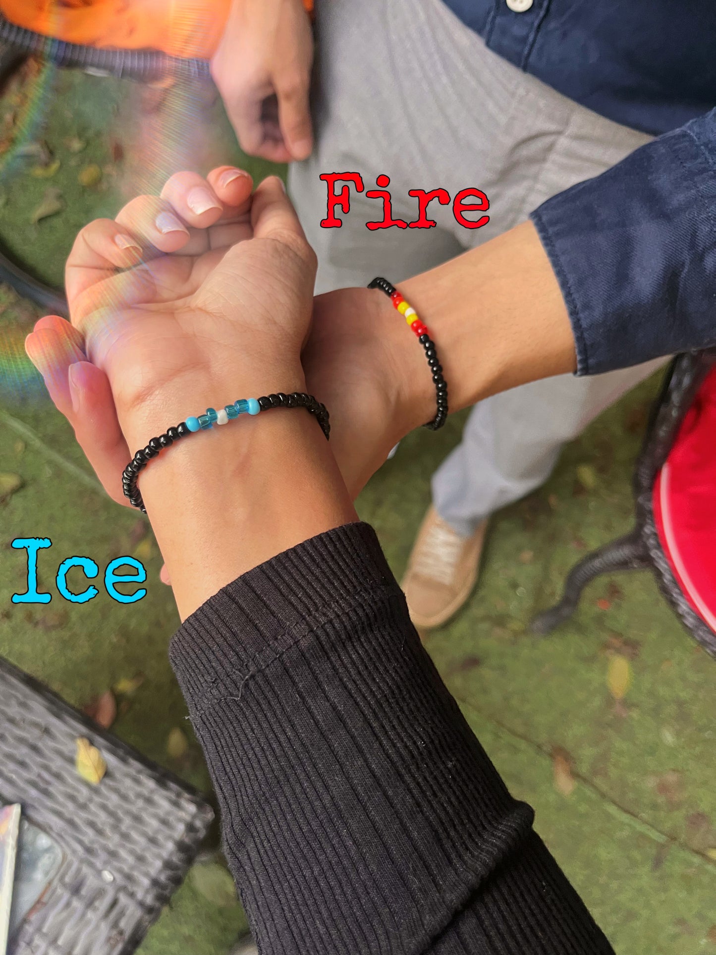 Ice&Fire couple theme matching bracelets (pair of two bracelets as shown in pictures) free size 🔥❄️