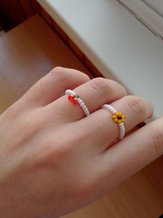 Cherry and daisy ring combo