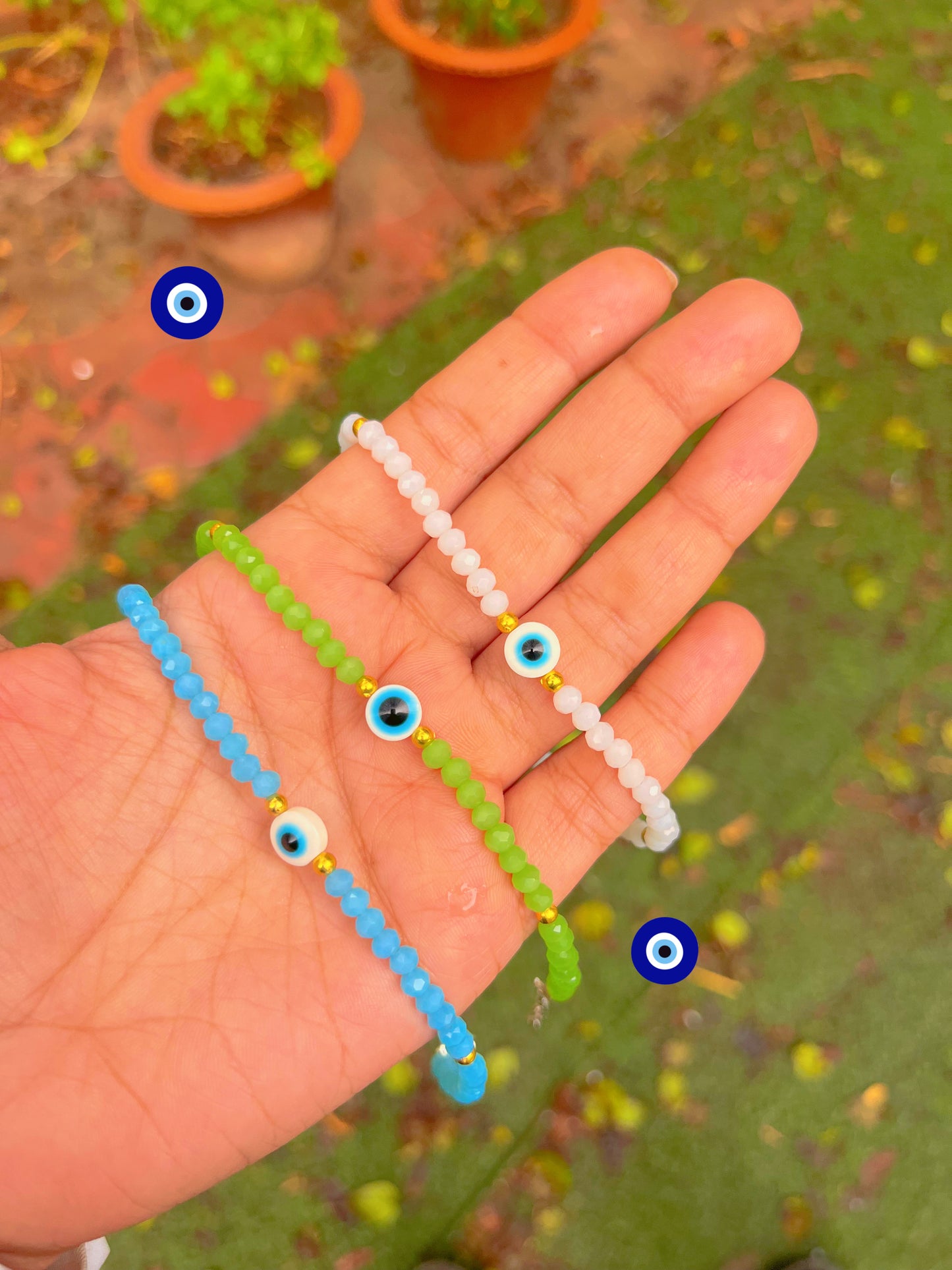 Noor”evil eyes crystal beaded anklet for her 😍🧿💙