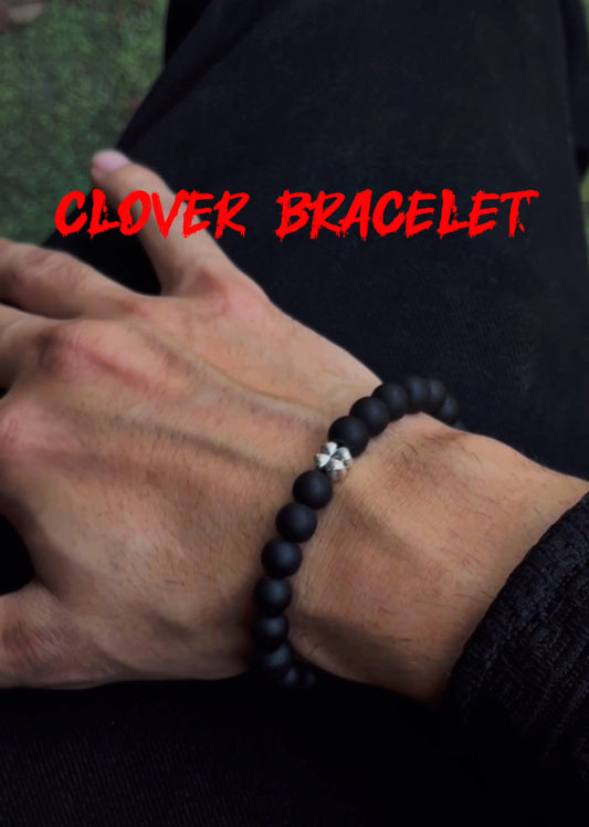 Clover luck black stone bracelet 🖤✨