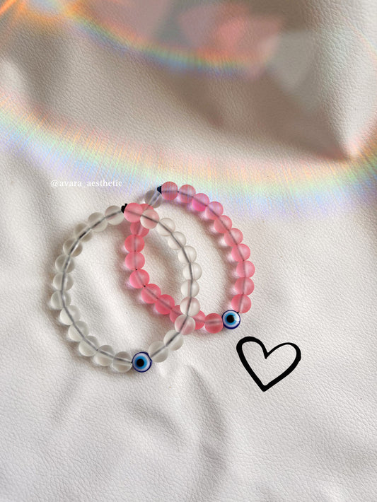 Evil eyes theme 🩷🩶🧿bracelets (pair of two bracelets as shown)