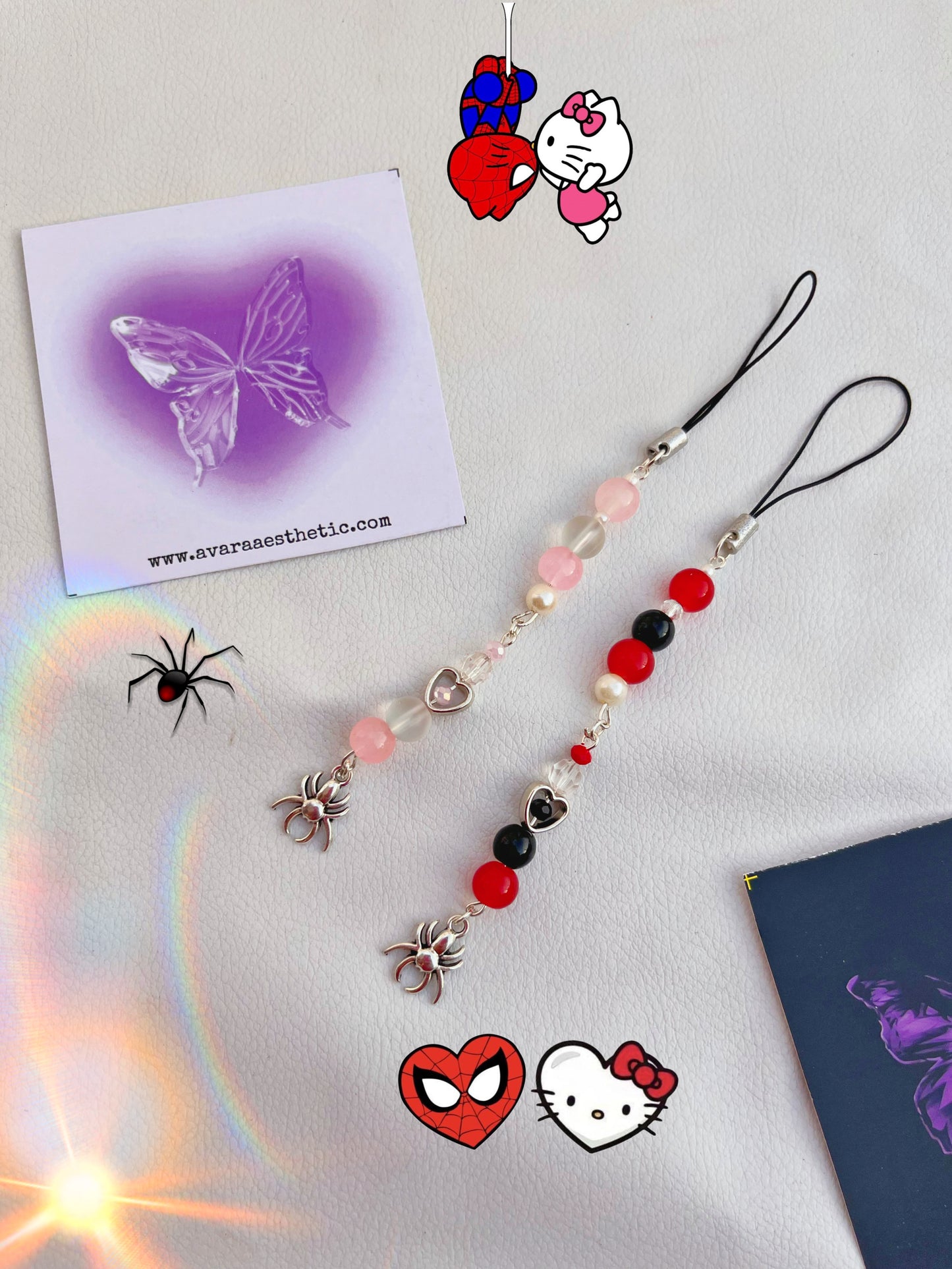 Spiderman hello kitty theme phonecharms🩷♥️🕷️✨