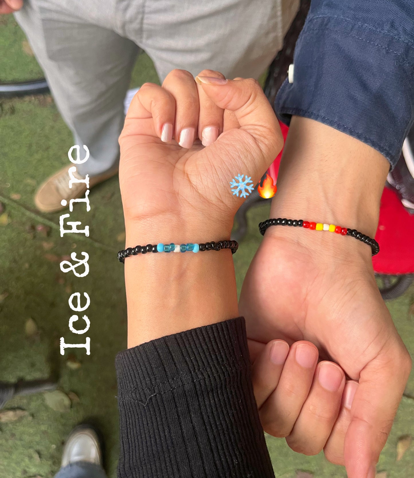 Ice&Fire couple theme matching bracelets (pair of two bracelets as shown in pictures) free size 🔥❄️