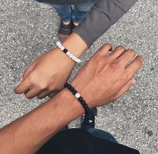 Distance black white theme bracelets for couples🖤🤍❤️