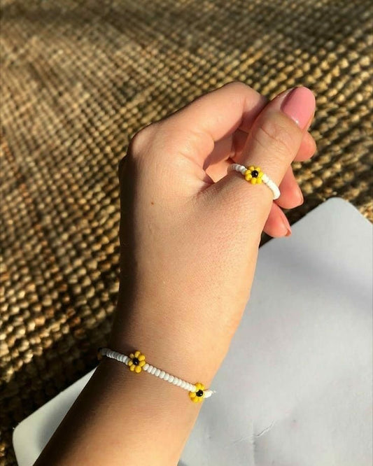 Sunflower theme bracelet with ring combo 🌻