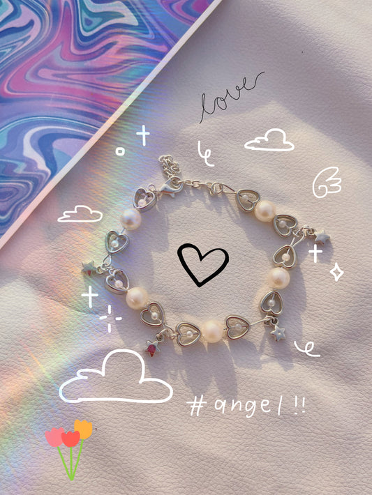 Pearl heart couquette bracelet 🤍