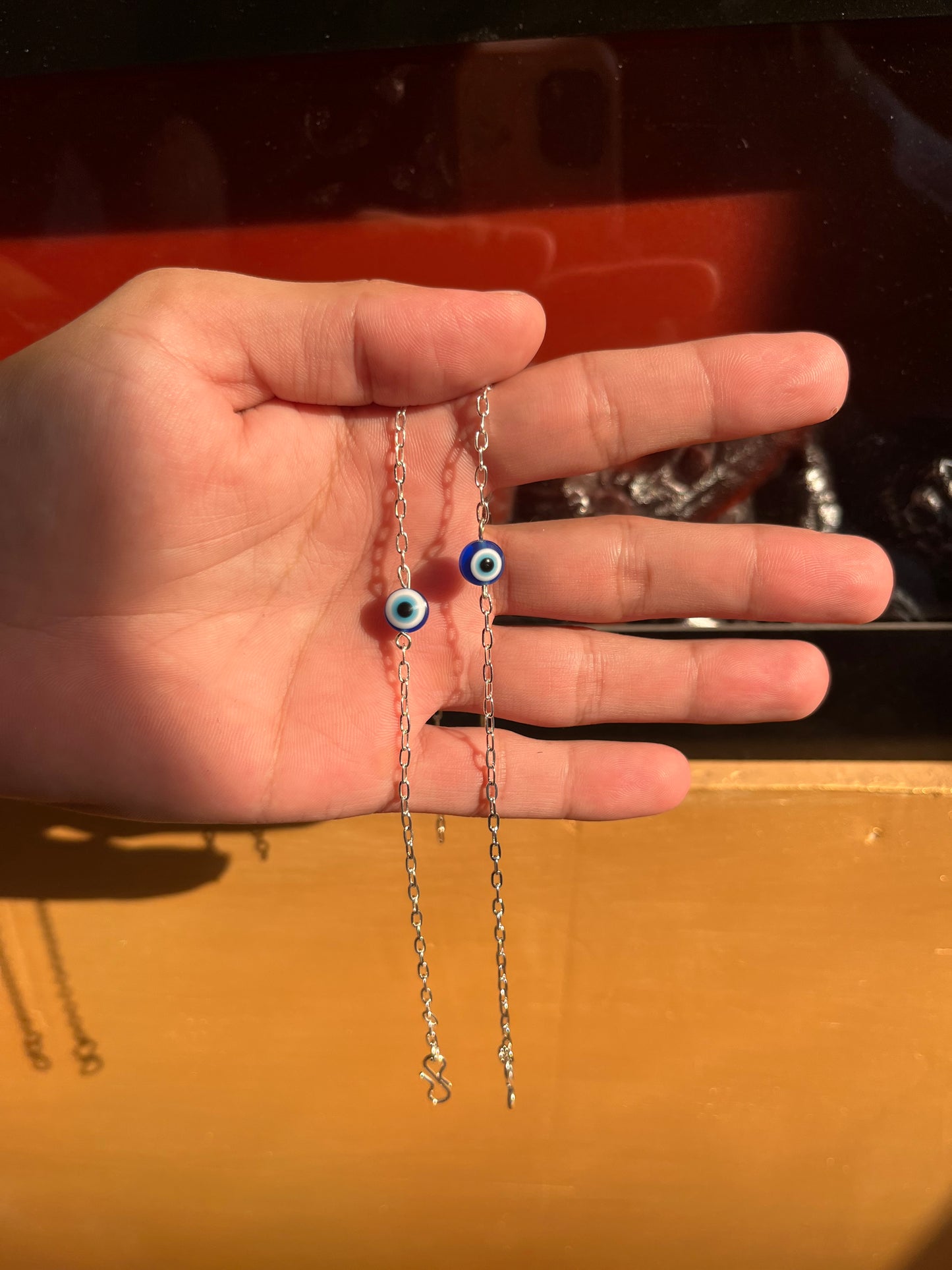 Couple evil eyes chain bracelets🧿💞♥️(pair of two bracelets will be there in pack as shown) Minimal| Adjustable | steel chain