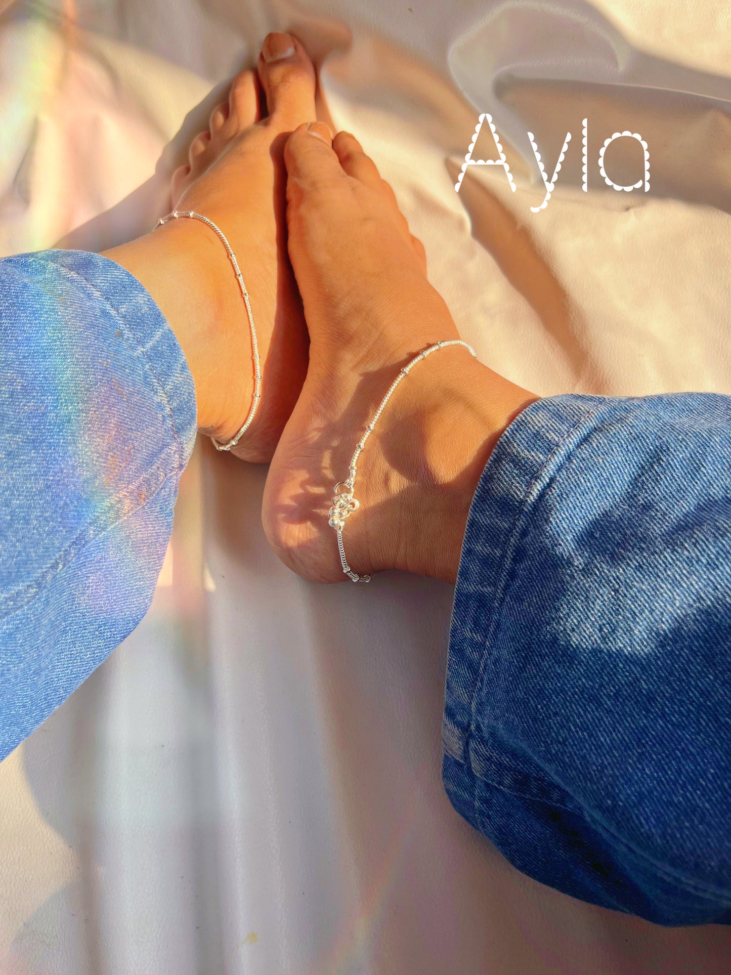 Ayla silver plated chain anklets for her🦢🫧🪷🌷🦋(pair of two anklets as shown)