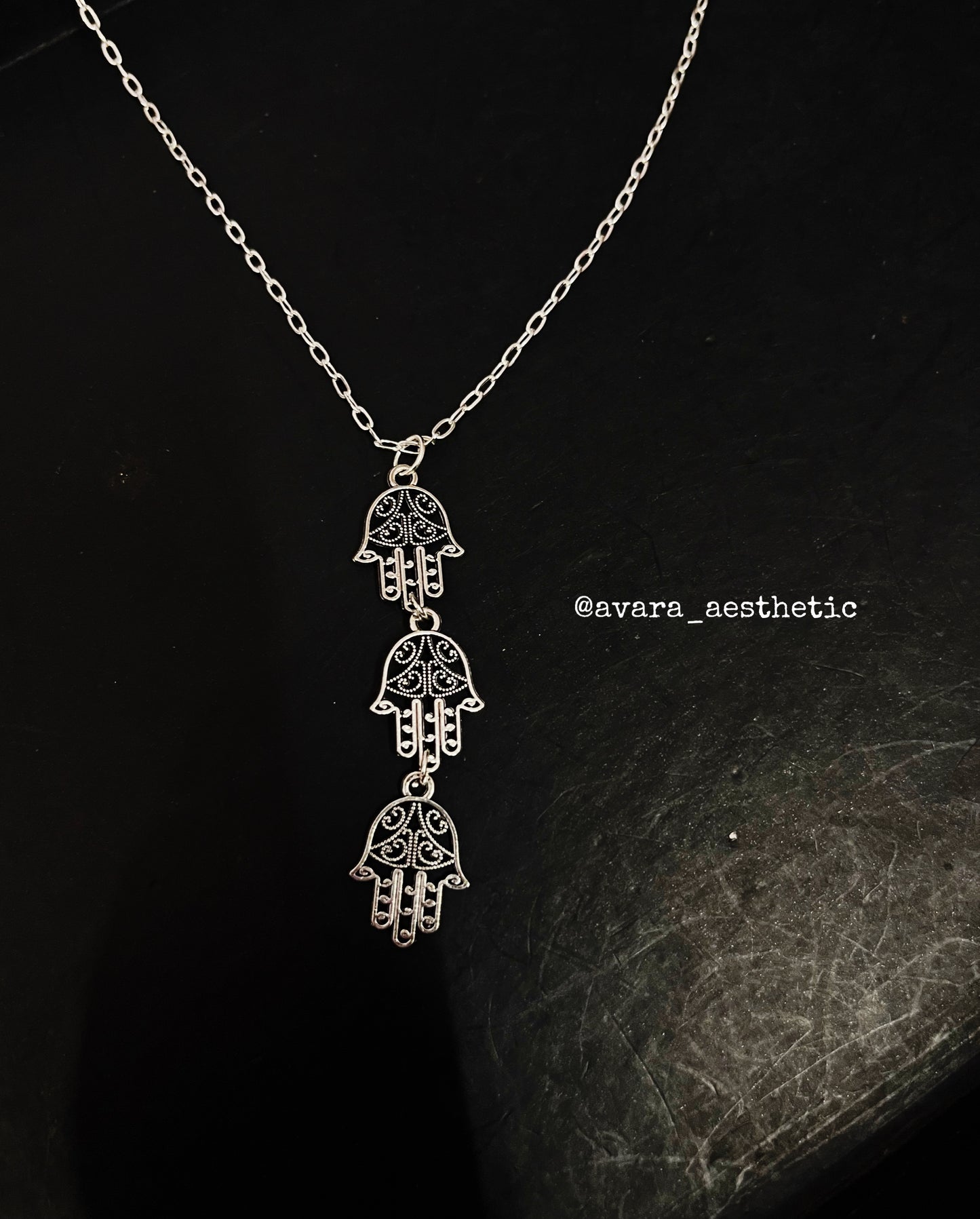 Hamsa silver theme chain necklace