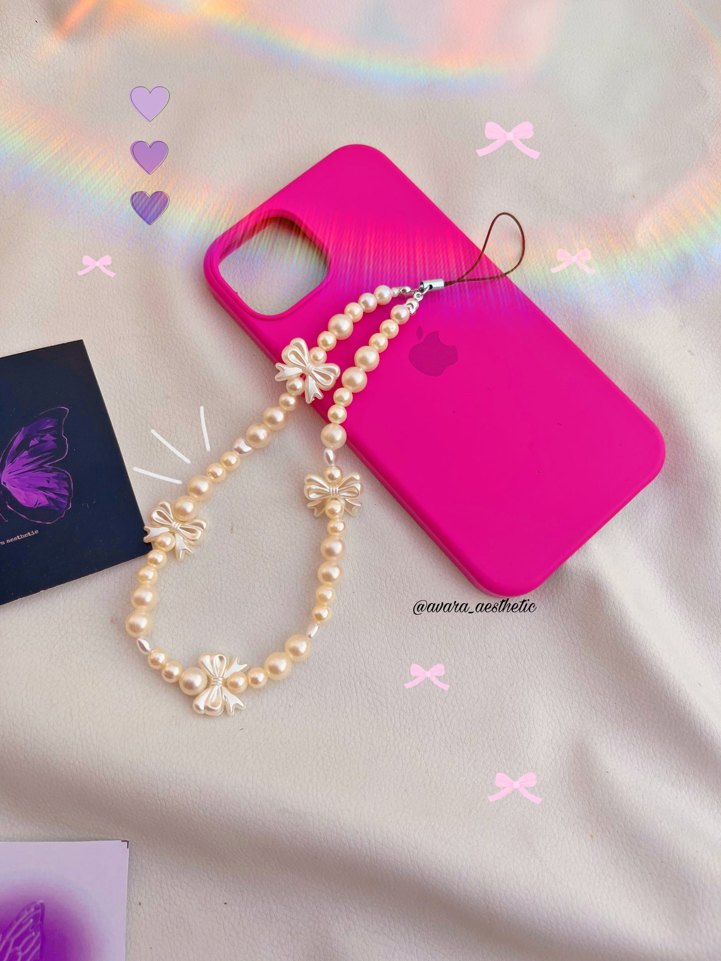 Pearl bow phonecharm🎀🤍